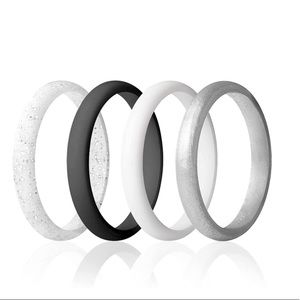 4-pack ROQ Silicone Ring for Women, Affordable Thin Line and Point Stackable